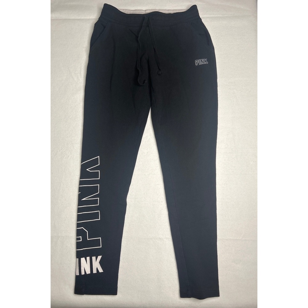 PINK‎ Victoria's Secret Black Graphic Joggers Sweatpants XS